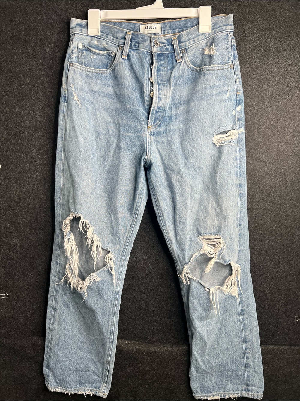 AGOLDE 90s Light Wash Distressed Jeans Women's Size 28 High-Rise Loose Fit Baggy